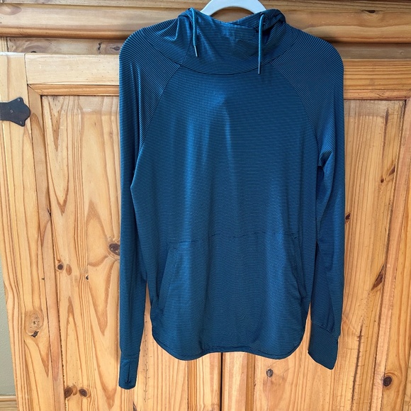 We Wander Tops - We Wander Hoodie Lightweight Green and Black Stripe Pullover Women's Size Medium